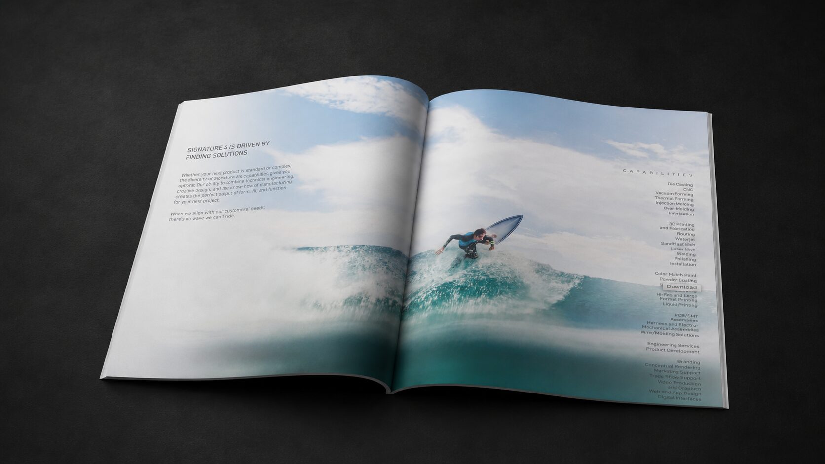 Signature 4 capabilities magazine spread